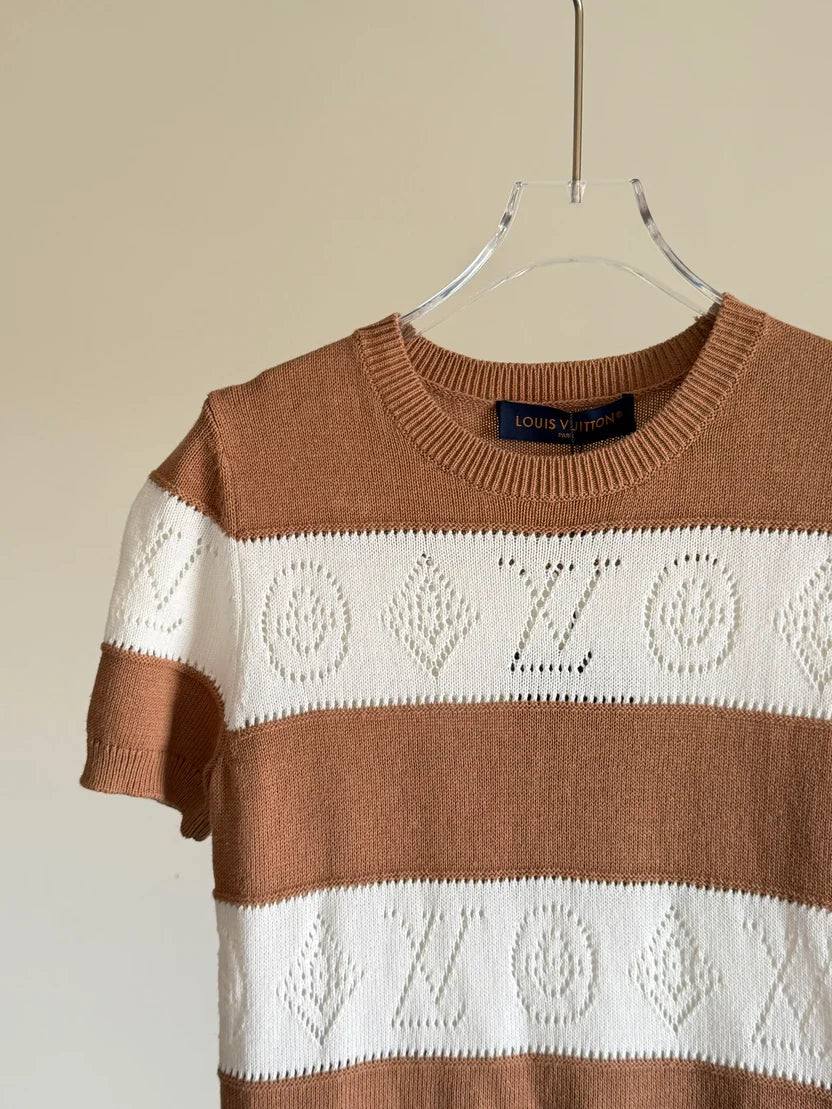Louis Vuitton Openwork Striped Knit Top