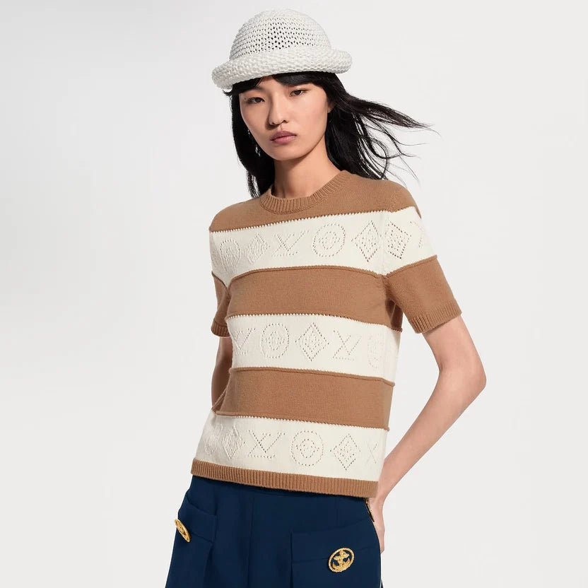 Louis Vuitton Openwork Striped Knit Top