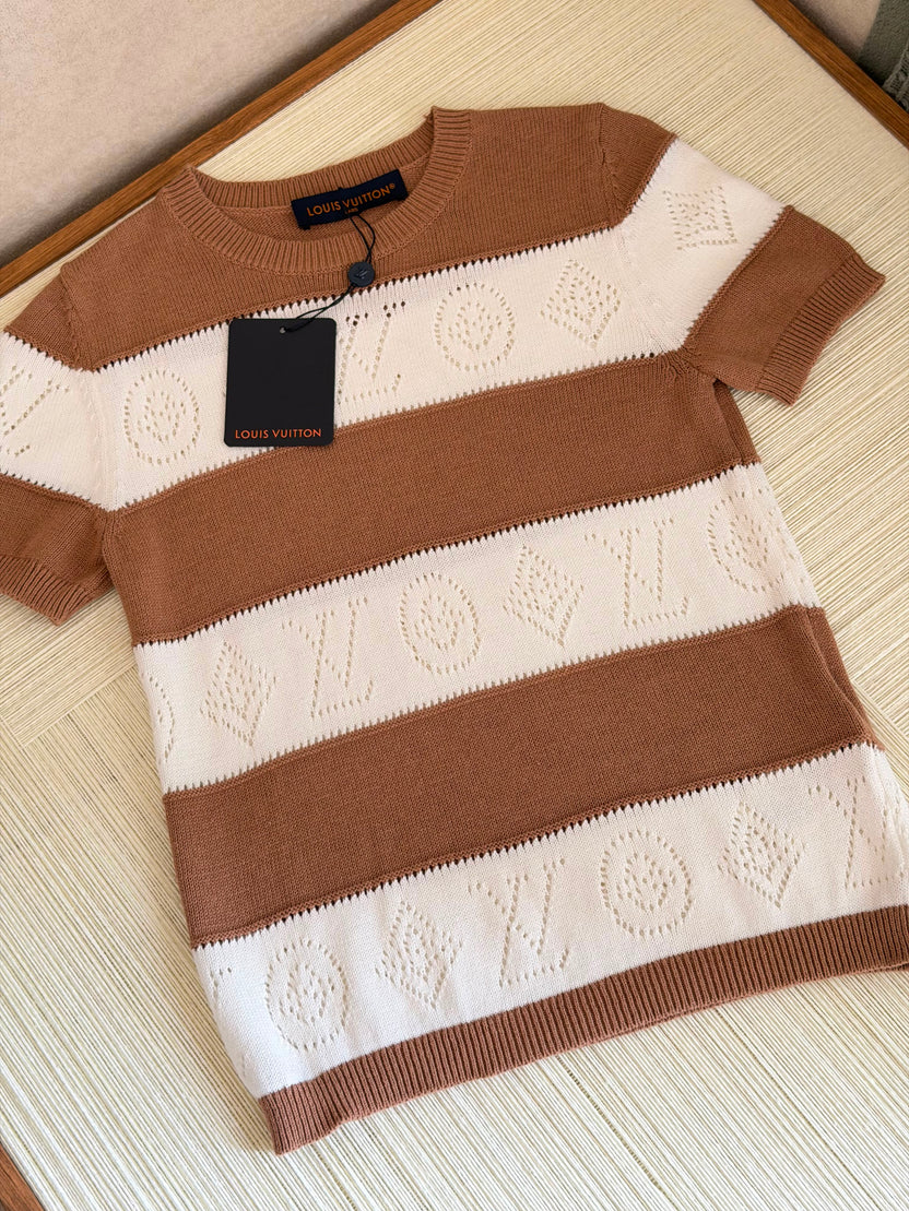 Louis Vuitton Openwork Striped Knit Top