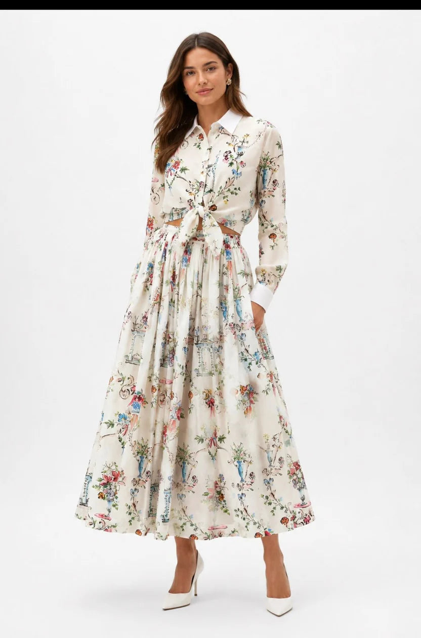 Dior Dioriviera Tied Cropped Blouse & Skirt