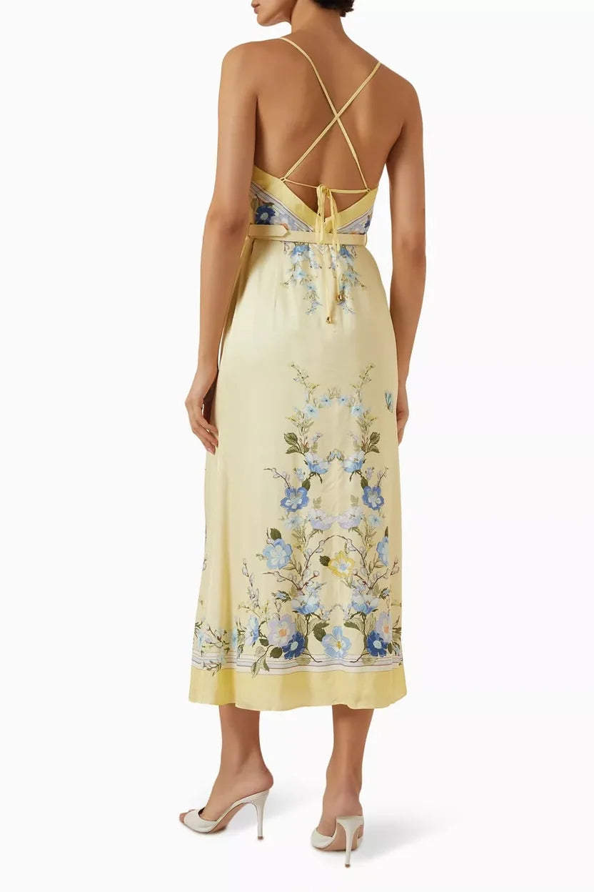 Self-Portrait Yellow Open-back Dress