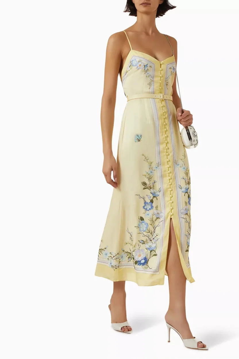 Self-Portrait Yellow Open-back Dress