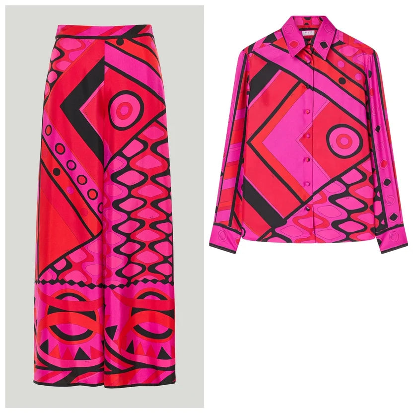 PUCCI Vivara-print Silk Set | Pink |