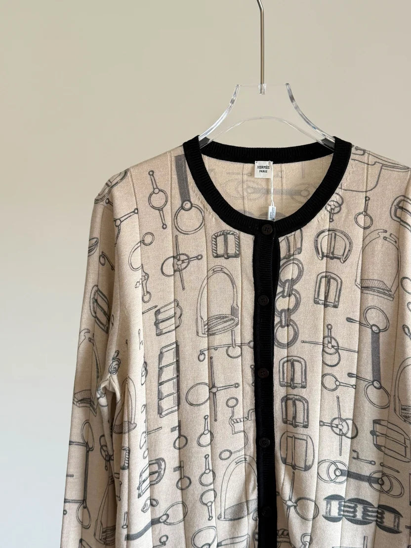 Hermes Cahier du Colporteur Buttoned Cardigan