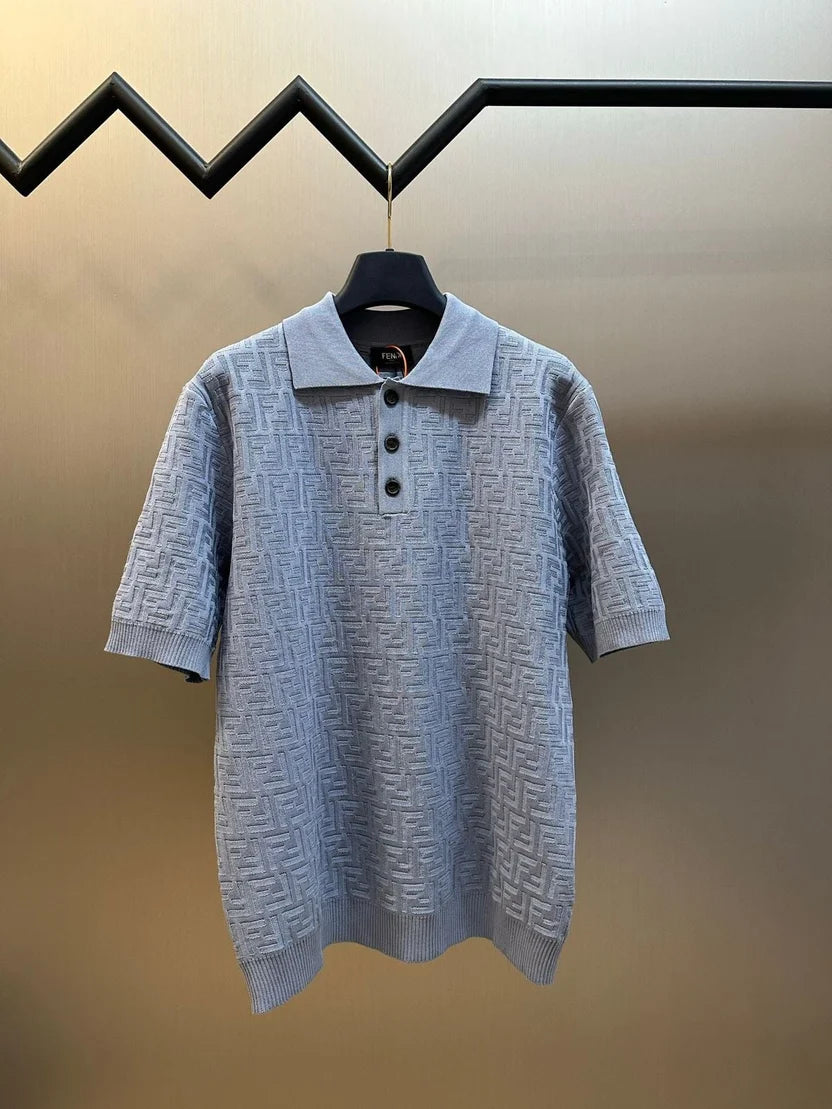 Fendi FF Jacquard Knitted Polo Shirts