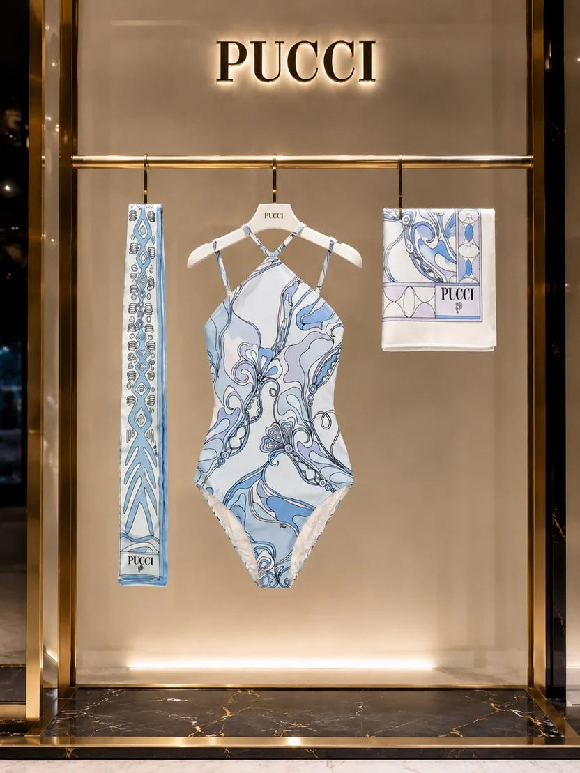 Pucci Orchidee Halterneck Swimsuit