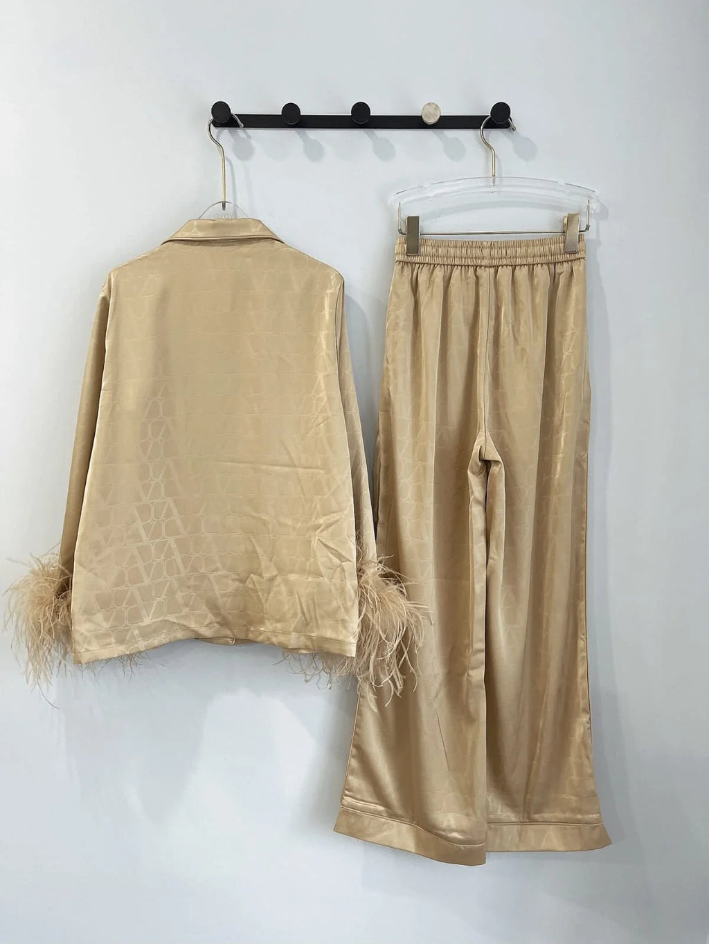 Valentino Monogram V-Logo Satin Loungewear Set