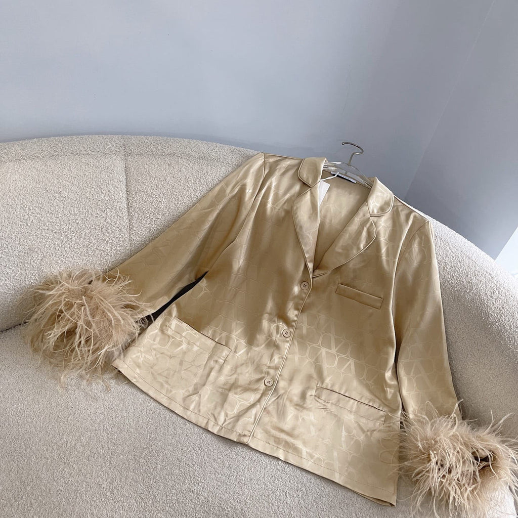 Valentino Monogram V-Logo Satin Loungewear Set