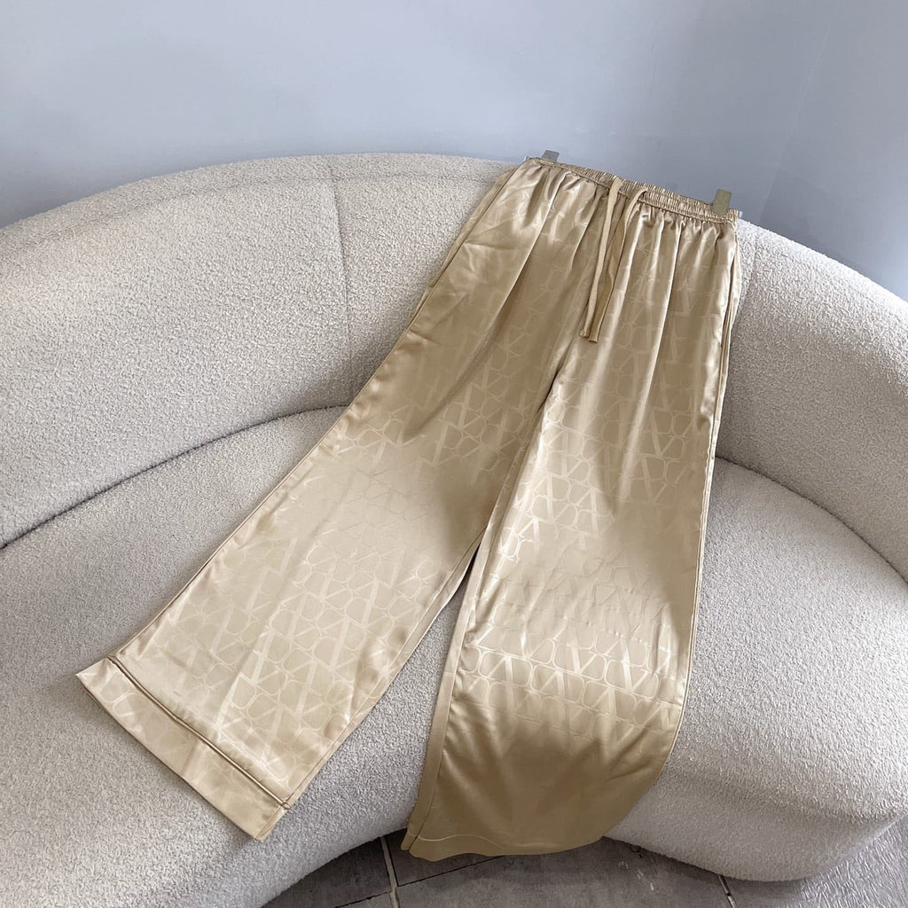 Valentino Monogram V-Logo Satin Loungewear Set