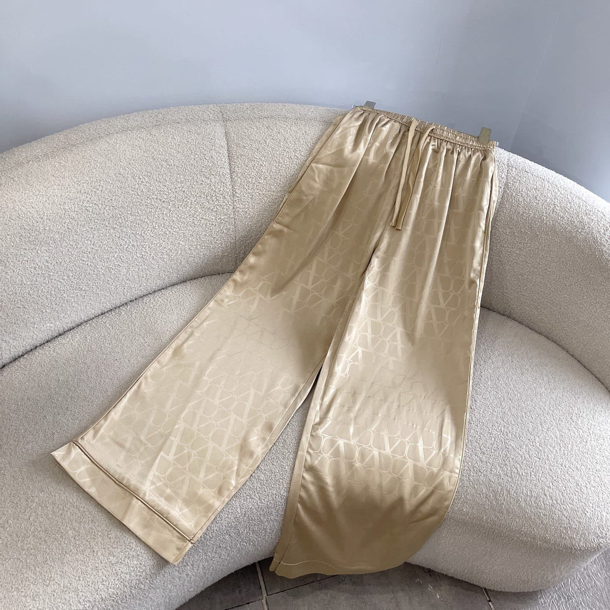 Valentino Monogram V-Logo Satin Loungewear Set