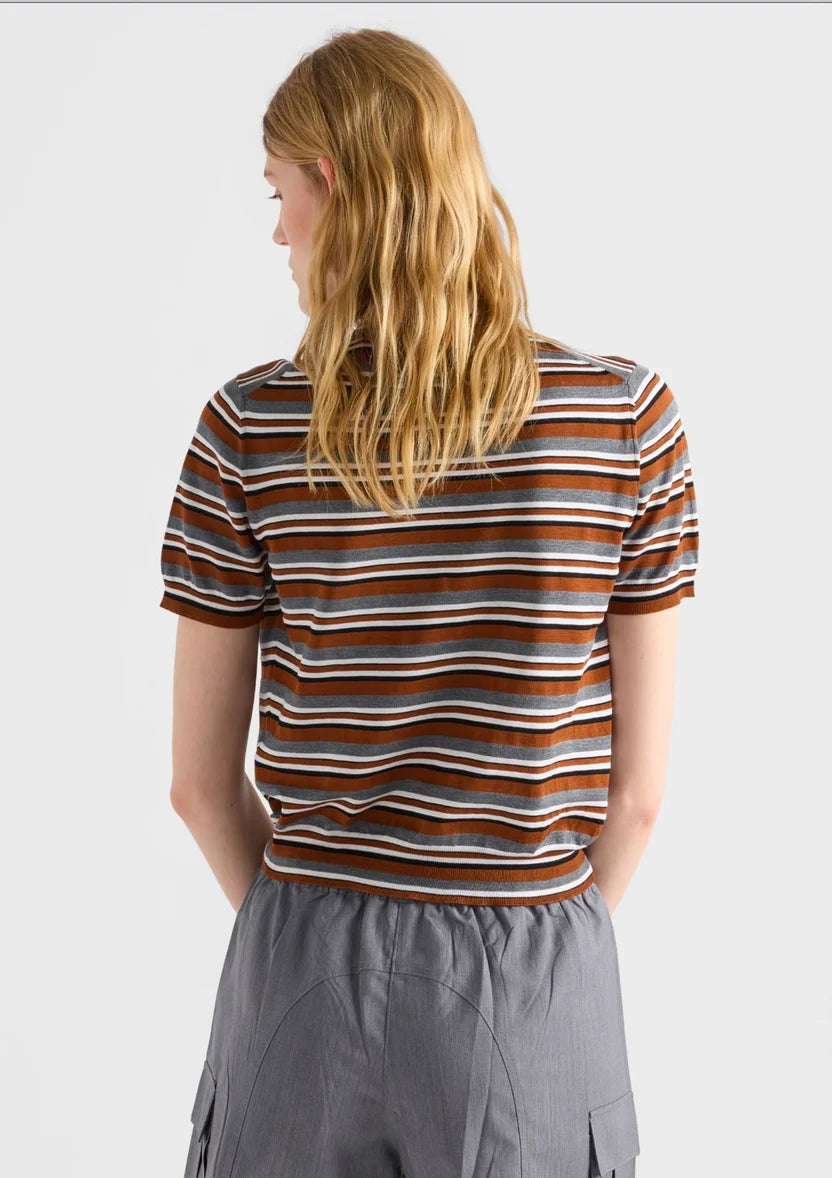 Prada Short-sleeved striped cotton polo shirt