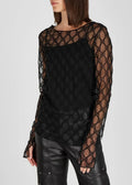 Gucci Black GG-embroidered Tulle Top