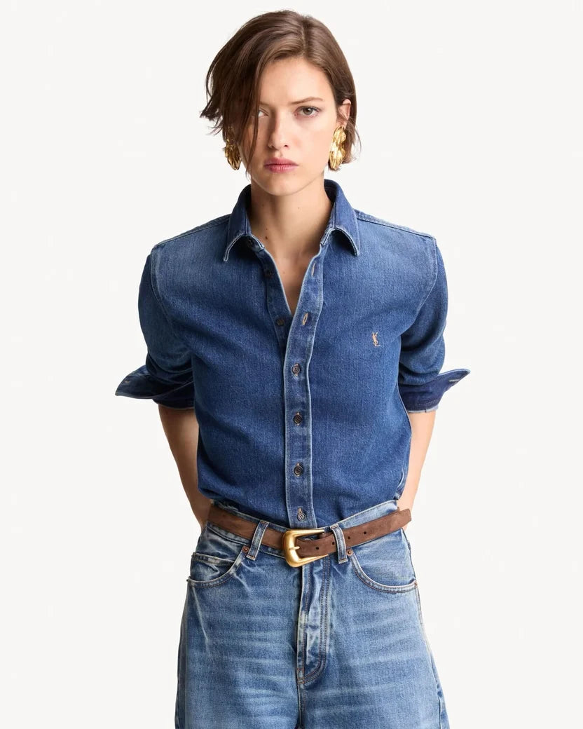 YSL Cassandre Shirt in Denim