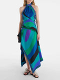 Pucci Blue Iride Asymmetric Silk Set