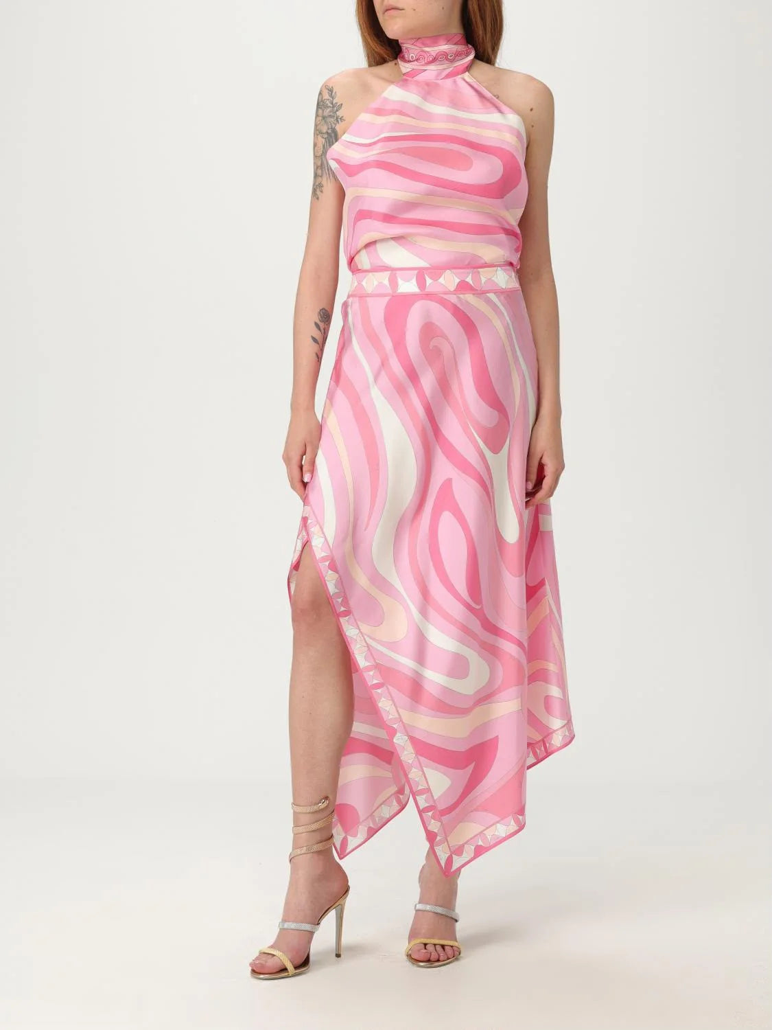 Pucci Pink Marmo Asymmetric Silk Set
