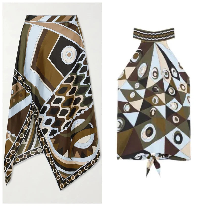 Pucci Vivara Asymmetric Silk Set