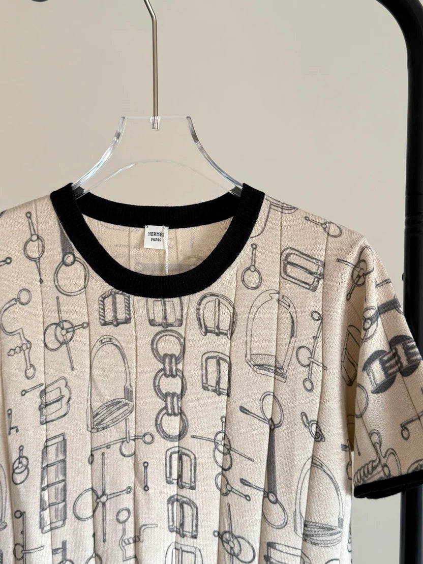 Hermes Cahier du Colporteur Short-Sleeve Sweater