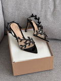 Gianvito Rossi Flavia Sandals in Plexi & Metallic Leather