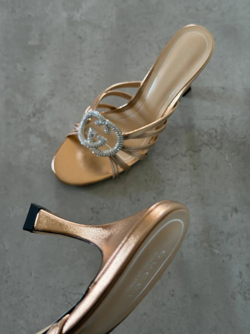 Gucci Crystal Interlocking G Sandal