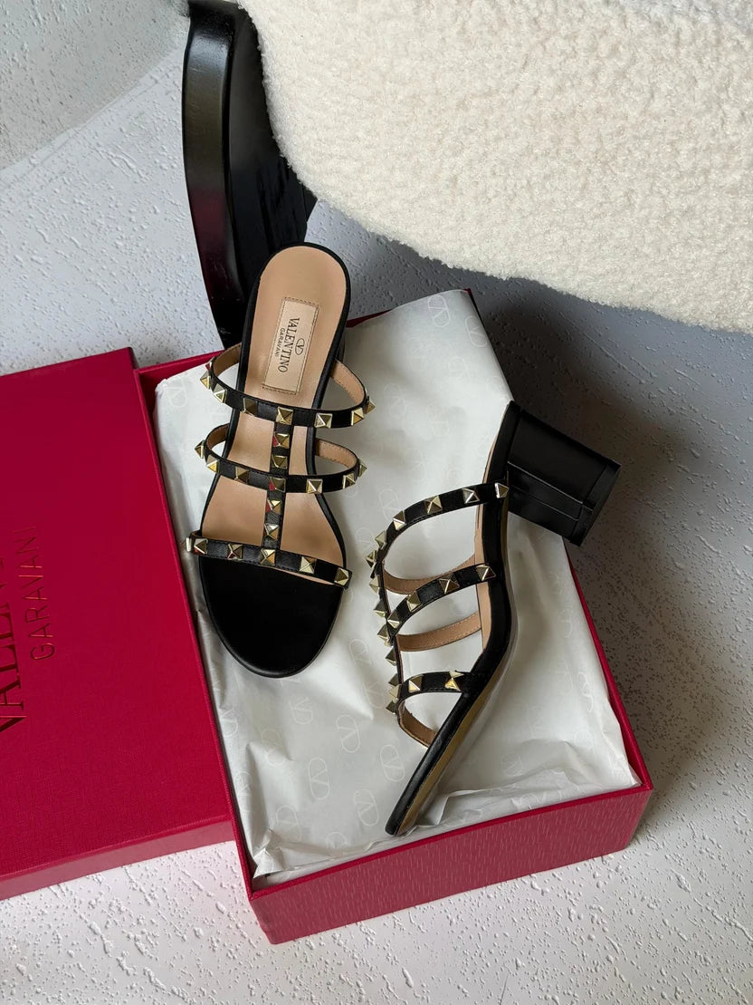 Valentino Garavani Rockstud Calfskin Leather Sandals