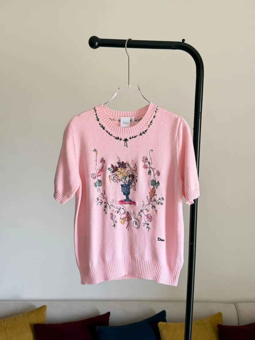 Dior Dioriviera Embroidered Short-Sleeved Sweater
