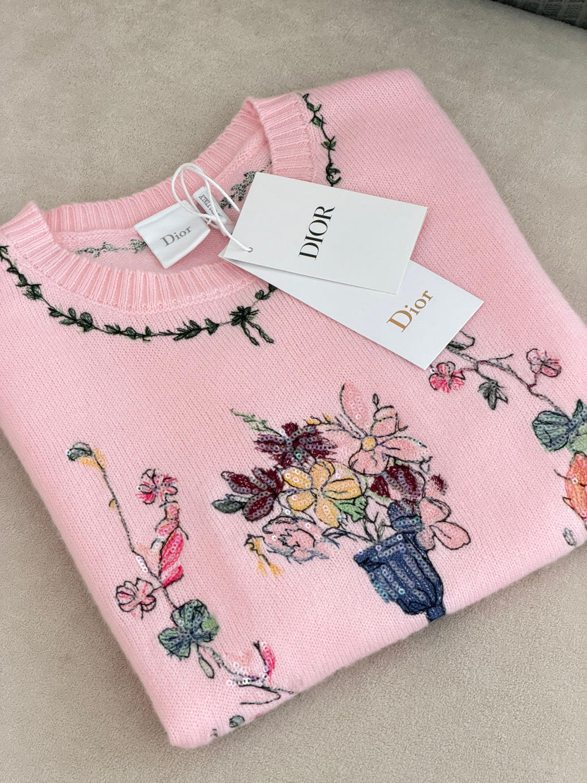 Dior Dioriviera Embroidered Short-Sleeved Sweater