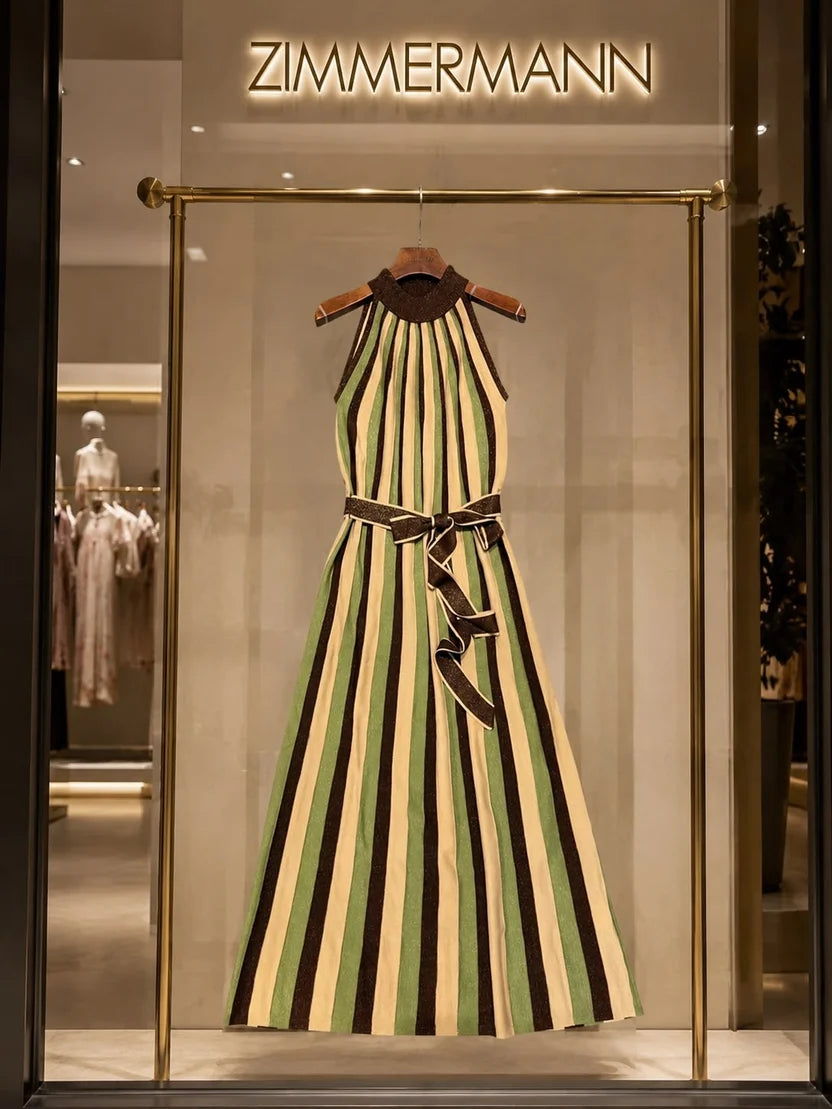 Zimmermann Hypnotic Metallic-Striped Midi Dress