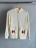 Hermes Wool Knit Cardigan in Blanc Naturel