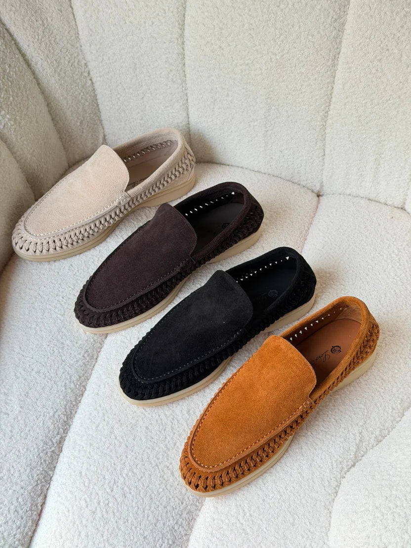 Loro Piana Summer Walk Loafers Woven Suede Edge