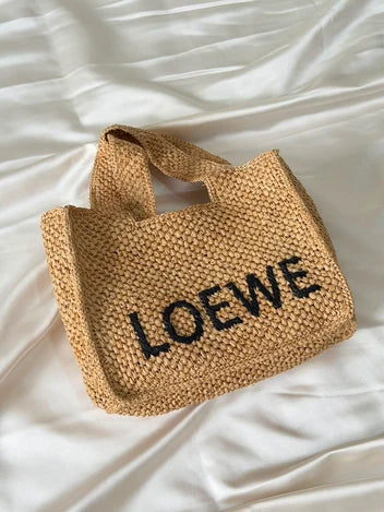 Loewe Font Tote in Woven Natural Raffia