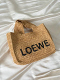 Loewe Font Tote in Woven Natural Raffia