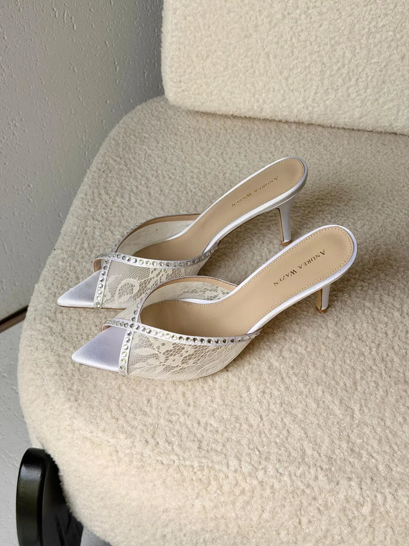 Andrea Wazen Katy 75 Lace Mules