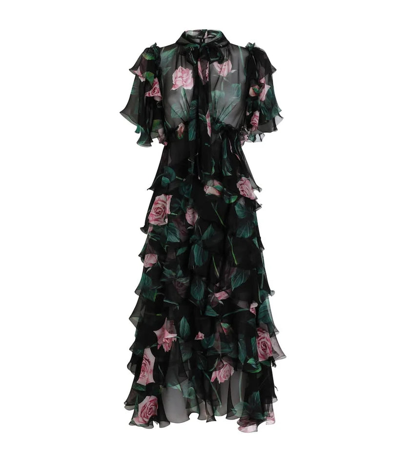 Dolce & Gabbana Silk Chiffon Tiered Dress
