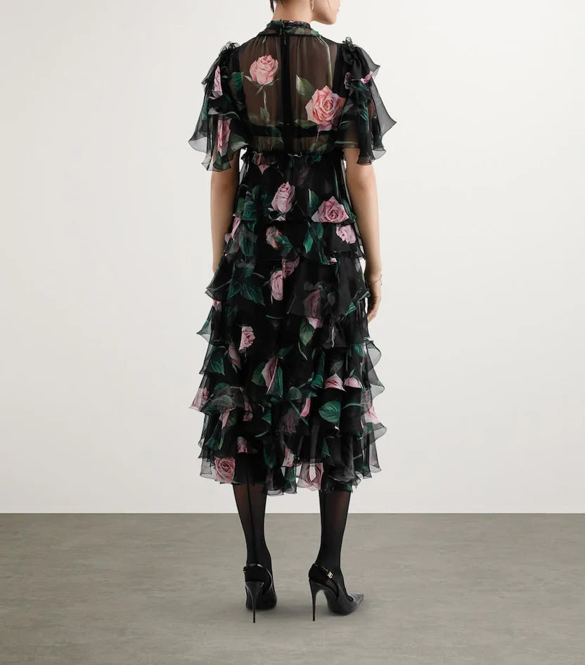 Dolce & Gabbana Silk Chiffon Tiered Dress