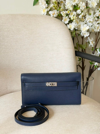 Hermes Kelly To Go Wallet Bag (Silver Hardware)
