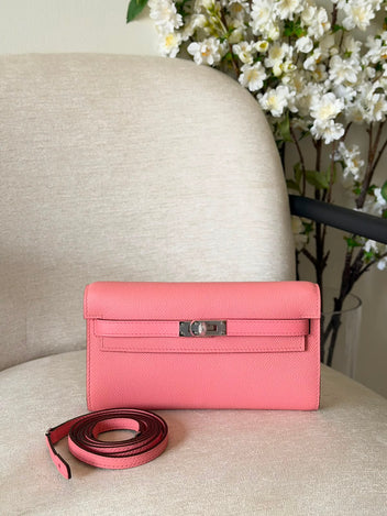Hermes Kelly To Go Wallet Bag (Silver Hardware)