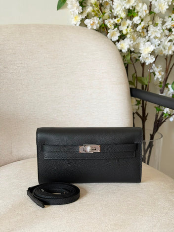 Hermes Kelly To Go Wallet Bag (Silver Hardware)