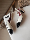 Chanel Lambskin & Patent Calfskin Slingbacks