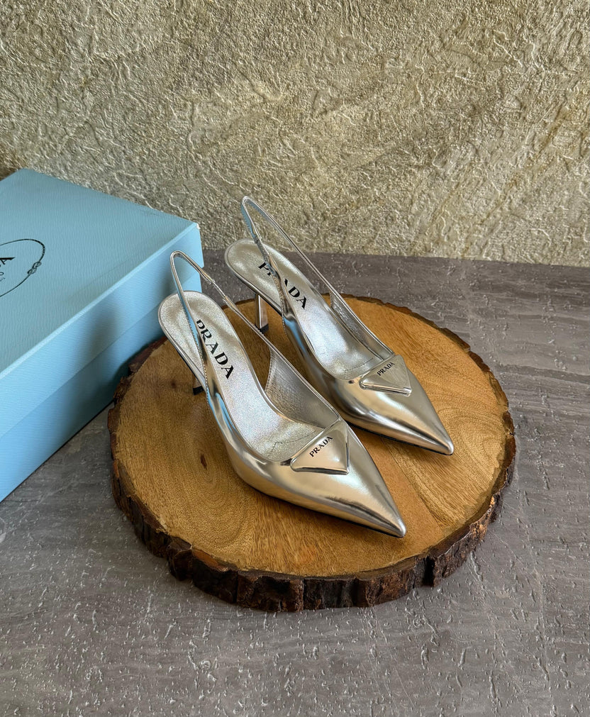 Prada Brushed Leather Slingback Pumps