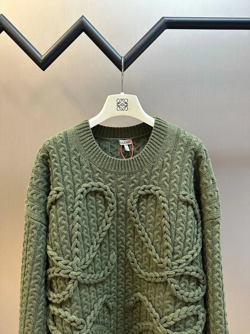 Loewe Anagram Cable-Knit Wool Jumper