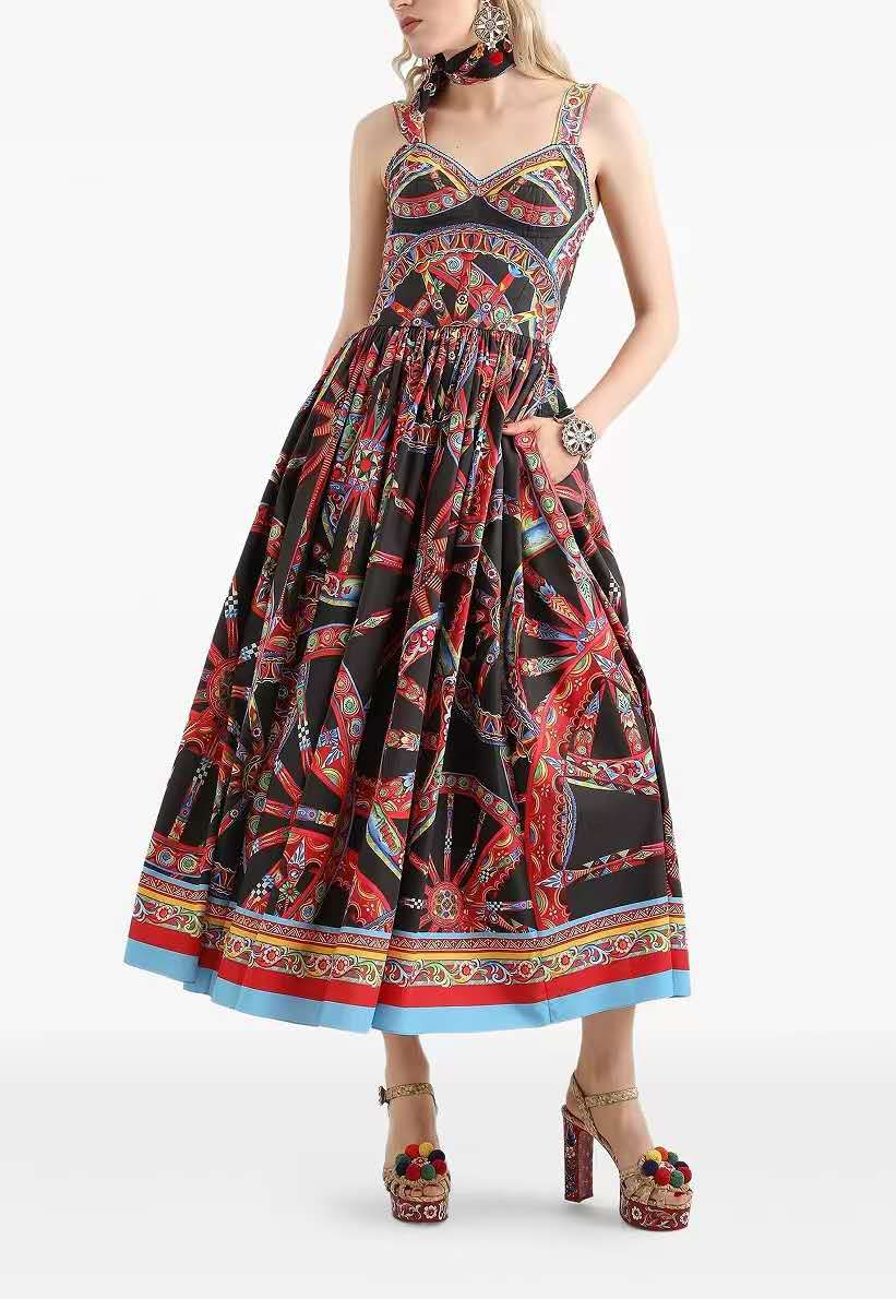 Dolce & Gabbana Carretto-print Poplin Dress