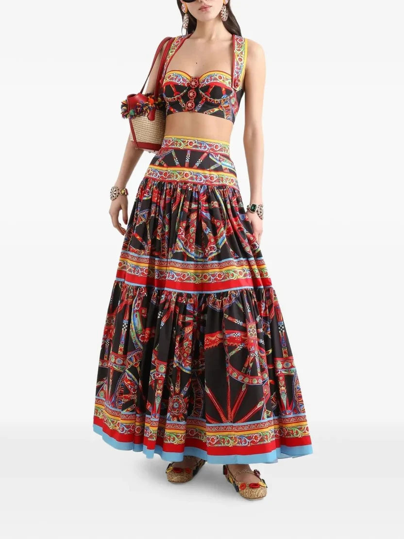 Dolce & Gabbana Carretto-Print Cotton-Poplin Maxi Set