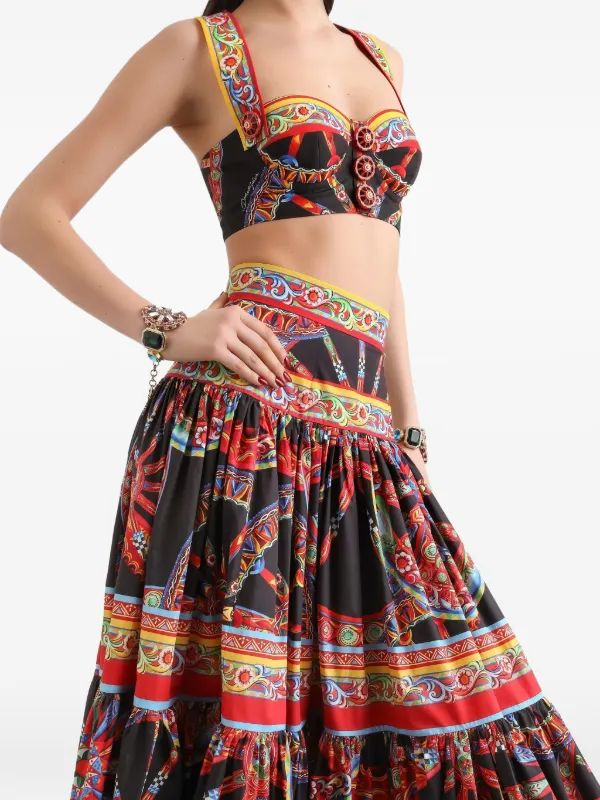 Dolce & Gabbana Carretto-Print Cotton-Poplin Maxi Set