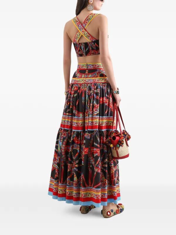Dolce & Gabbana Carretto-Print Cotton-Poplin Maxi Set