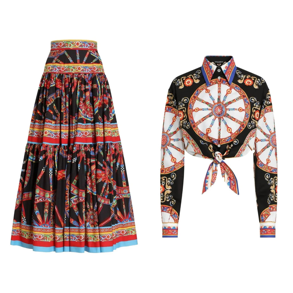 Dolce & Gabbana Carretto-Print Cotton Poplin Co-ord Set