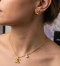 Chanel Textured Quilted CC Necklace & Earrings Set