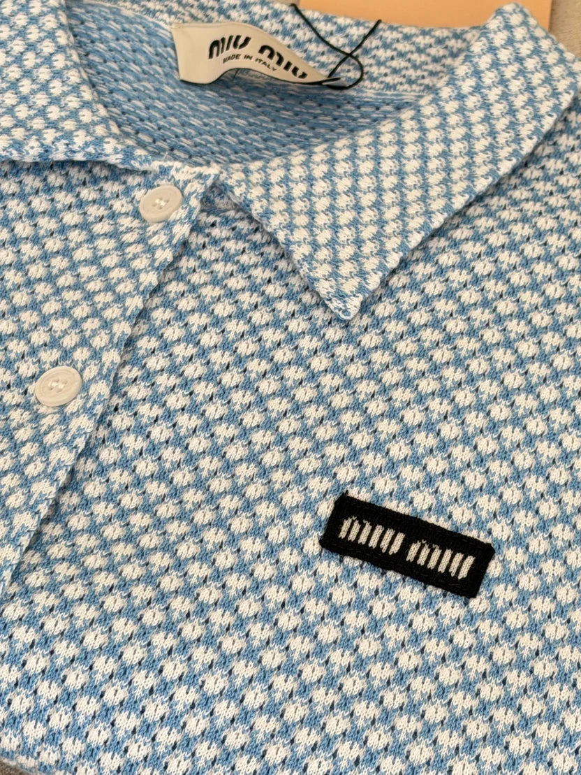 Miu Miu White / Sky Blue Cotton Shirt