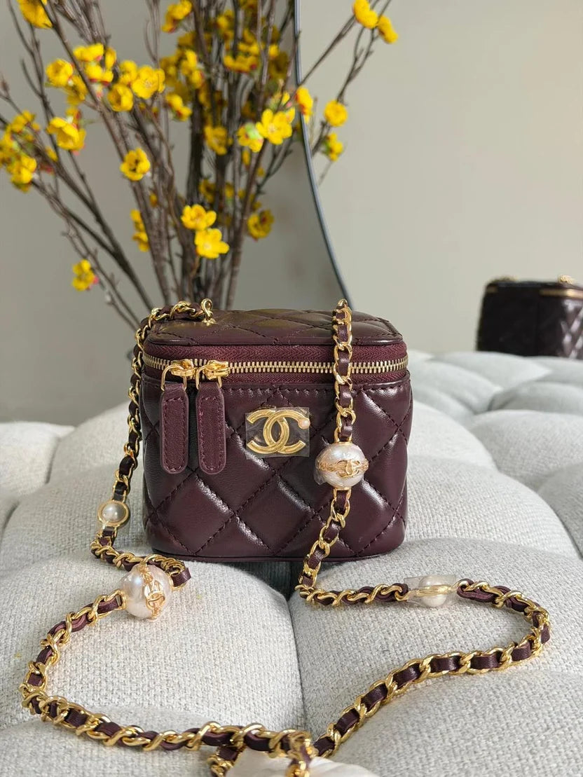 Chanel Quilted Lambskin Pearl Crush Mini Vanity Case