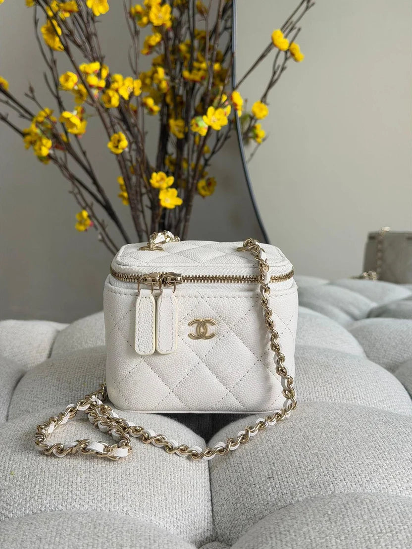 Chanel Quilted Lambskin Pearl Crush Mini Vanity Case