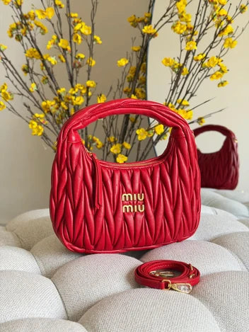 Miu Miu Wander Matelassé Nappa Leather Mini Hobo Bag
